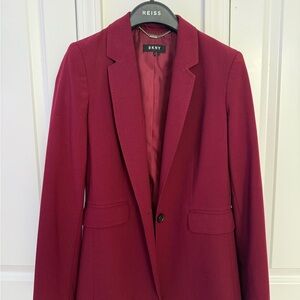 Dkny Red Blazer Tailored Professional Suit Jacket